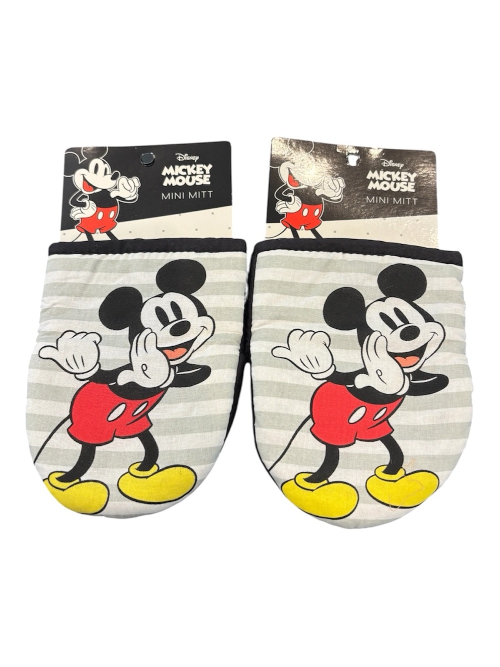 Disney Mickey Mouse Mini Oven Mitts - Gray Stripe. NEW 100% Cotton
